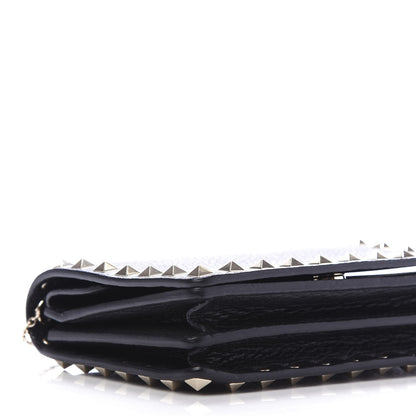 Valentino Garavani Pebbled Calfskin Rockstud Wallet on Chain Black 8 of 10