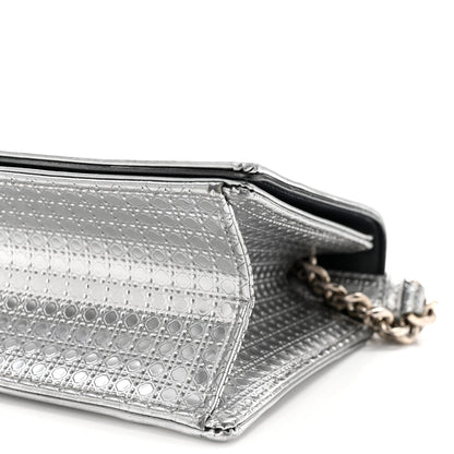 Christian Dior Metallic Patent Micro-Cannage Medium Diorama Flap Bag Silver 10 of 12