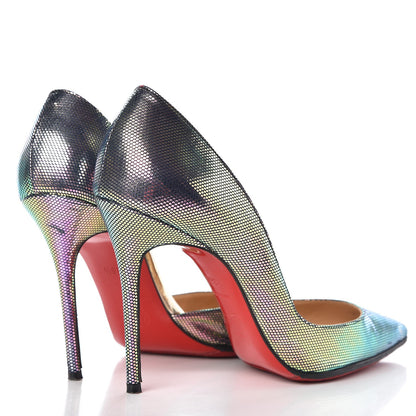 Christian Louboutin Tissu Scarabe Specchio Iriza 100 Pumps 36.5 Digital Silver 4 of 13