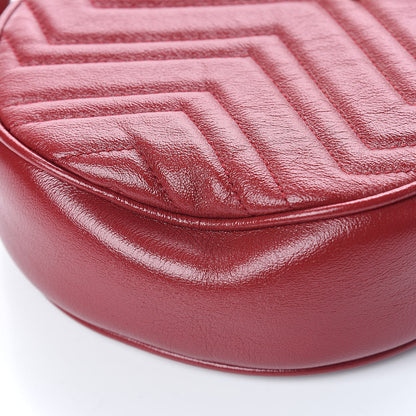 Gucci Glazed Calfskin Matelasse Heart Mini GG Marmont Round Shoulder Bag Romantic Cerise 8 of 8