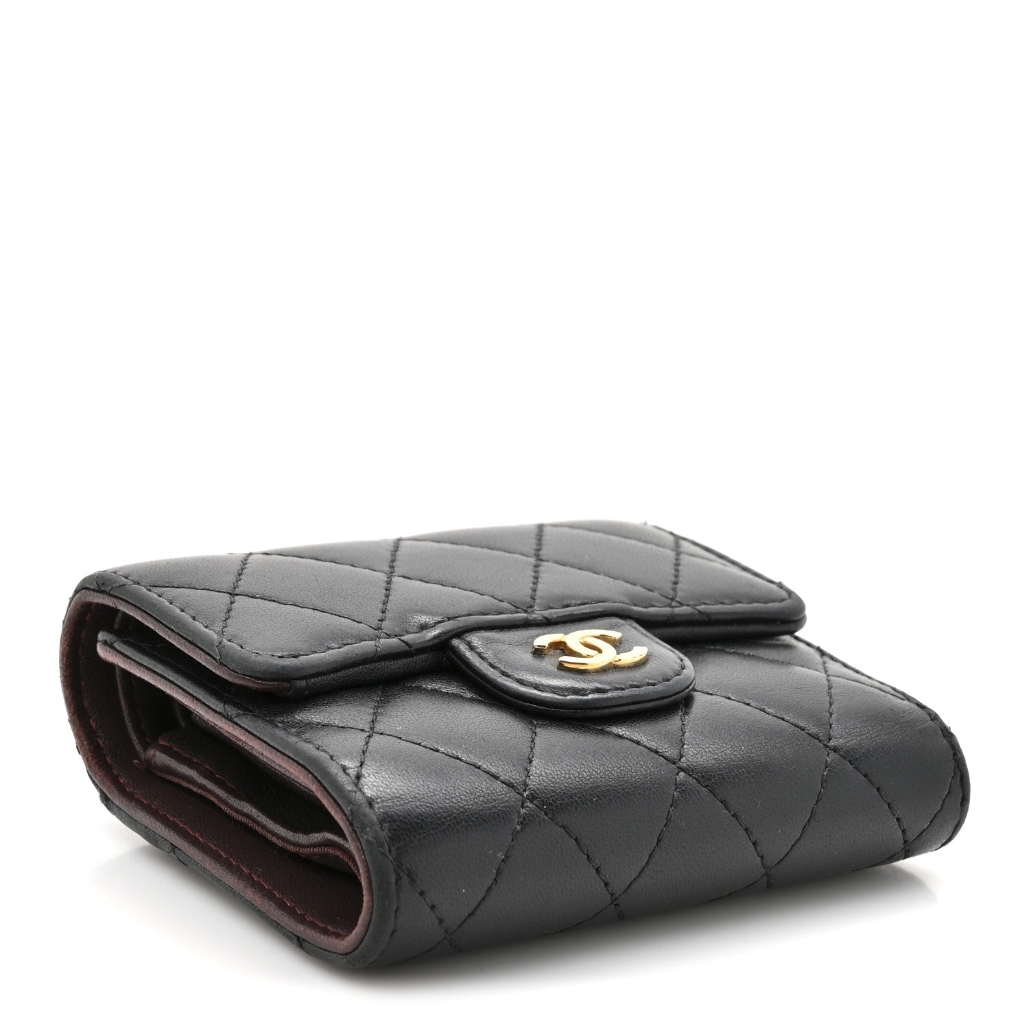 Chanel Lambskin Quilted Compact Flap Wallet Black 4 of 12