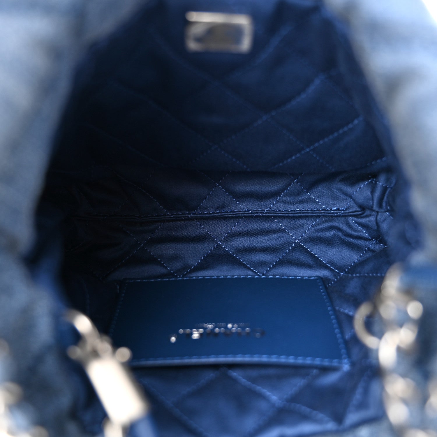 Chanel Washed Denim Quilted Studded Mini Chanel 22 Blue 5 of 11