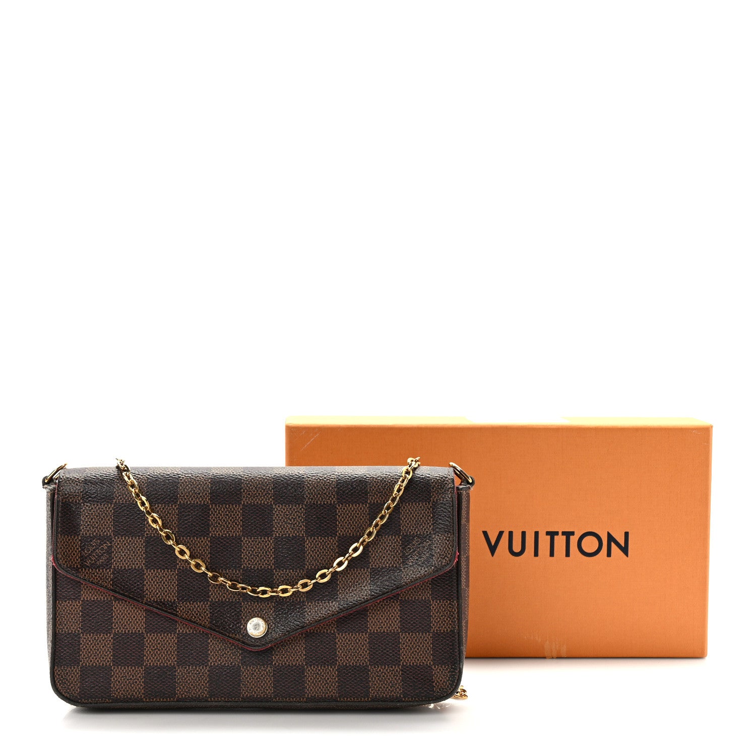 Louis Vuitton Damier Ebene Pochette Felicie Chain Wallet 18 of 18