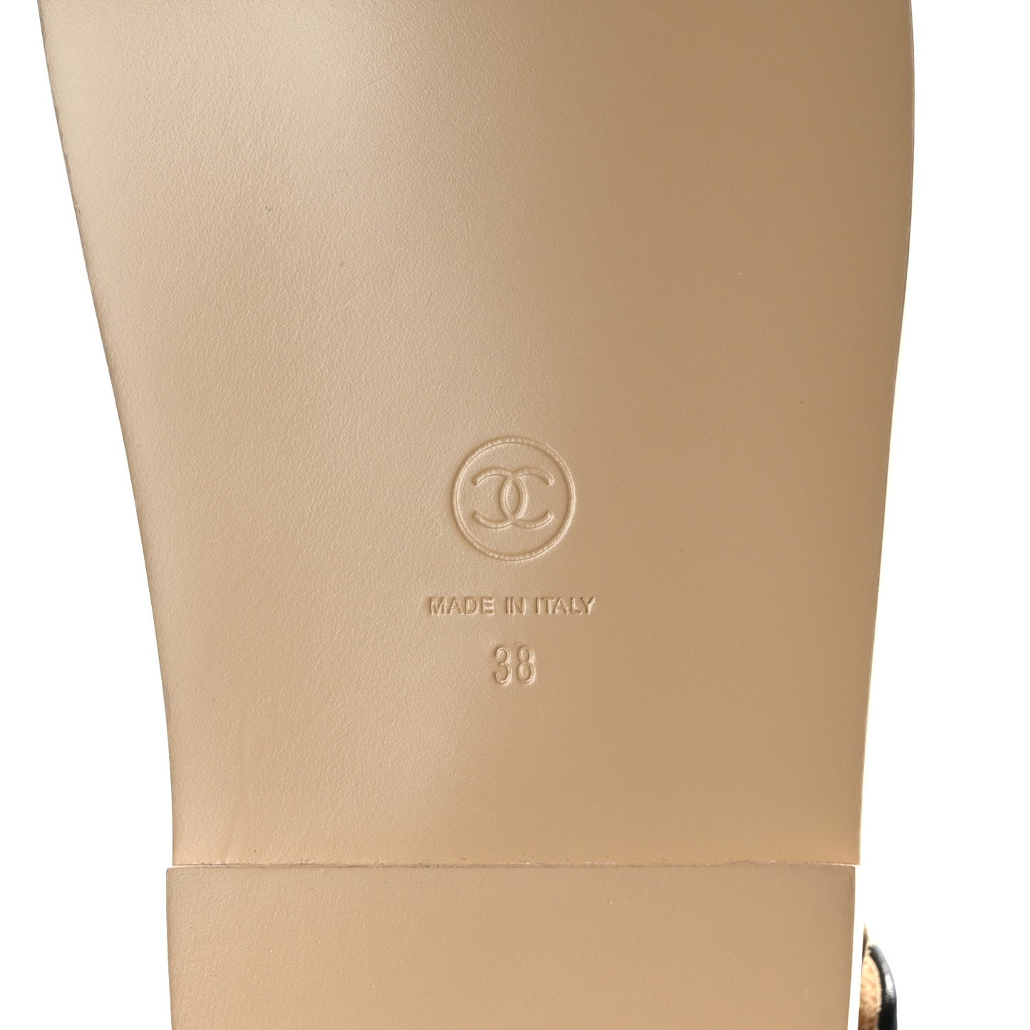 Lambskin Velcro Dad Slide Sandals 38 Beige Black