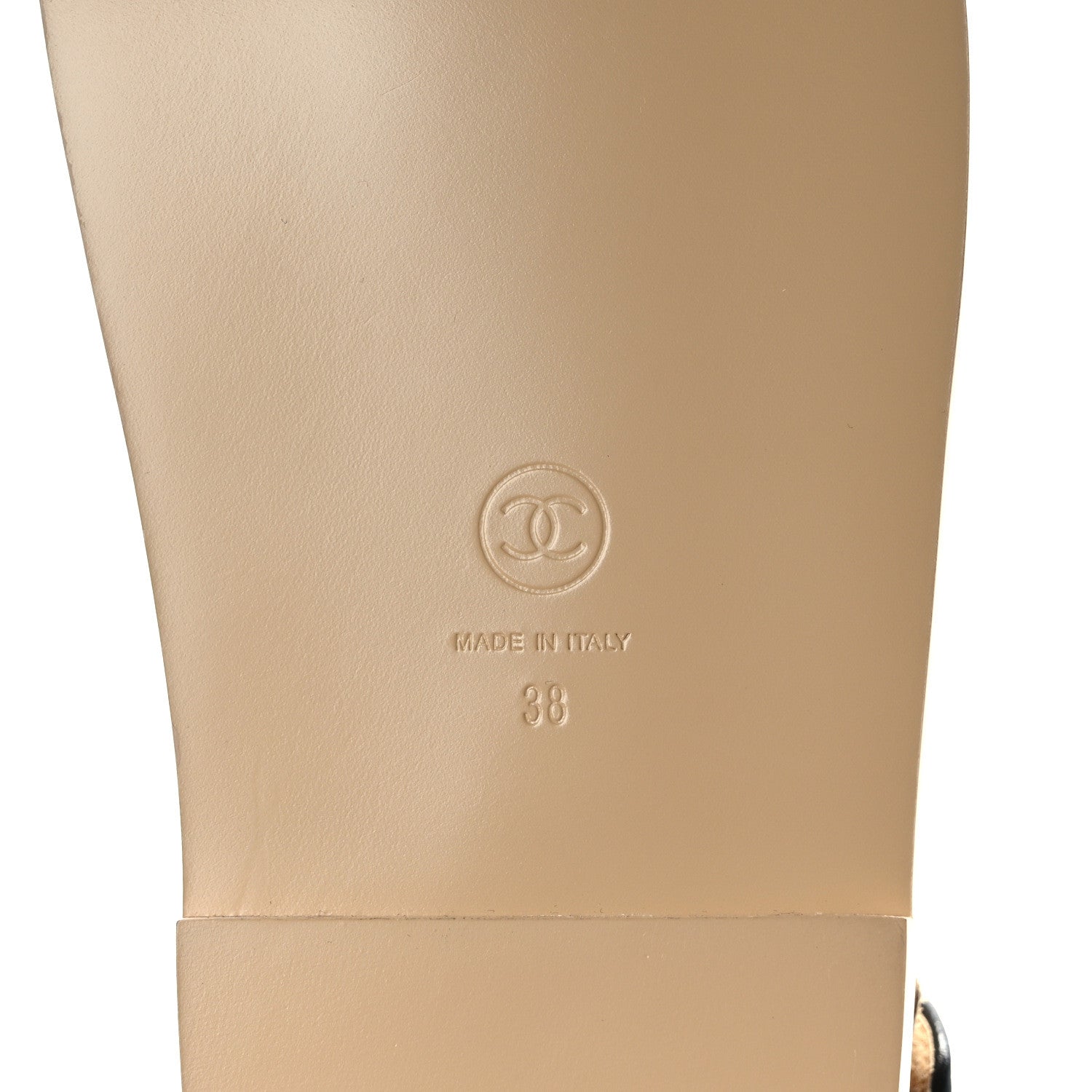 Chanel Lambskin Velcro Dad Slide Sandals 38 Beige Black 6 of 8