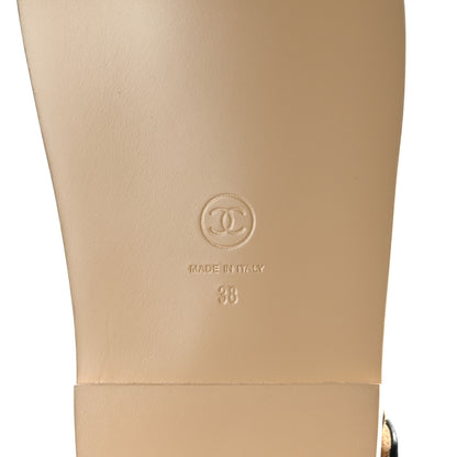 Chanel Lambskin Velcro Dad Slide Sandals 38 Beige Black 6 of 8
