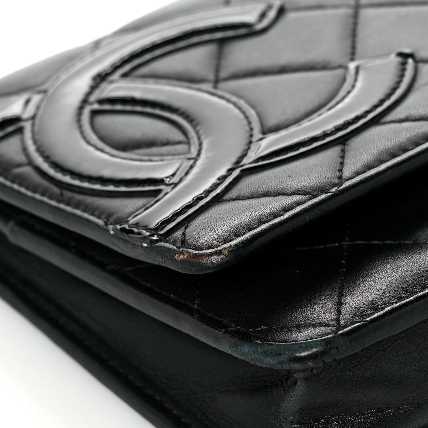 Calfskin Quilted Cambon Wallet On Chain WOC Black