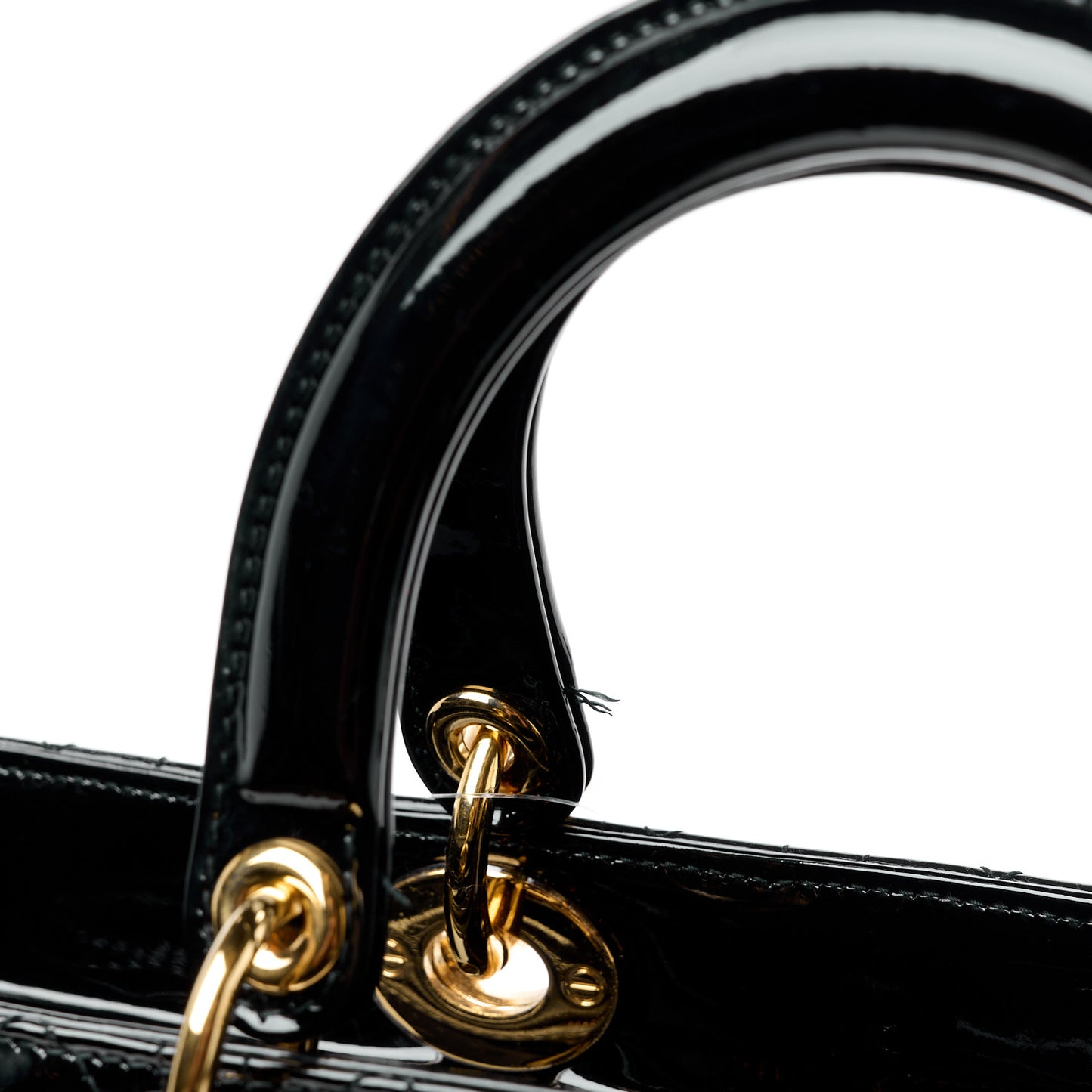 CHRISTIAN DIOR Patent Cannage Large Lady Dior Black