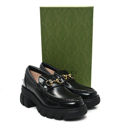 Gucci Magnum Calfskin Nappa Samoa Womens Horsebit Platform Chunky Lug Sole 40mm Loafers 41 Black 11 of 11