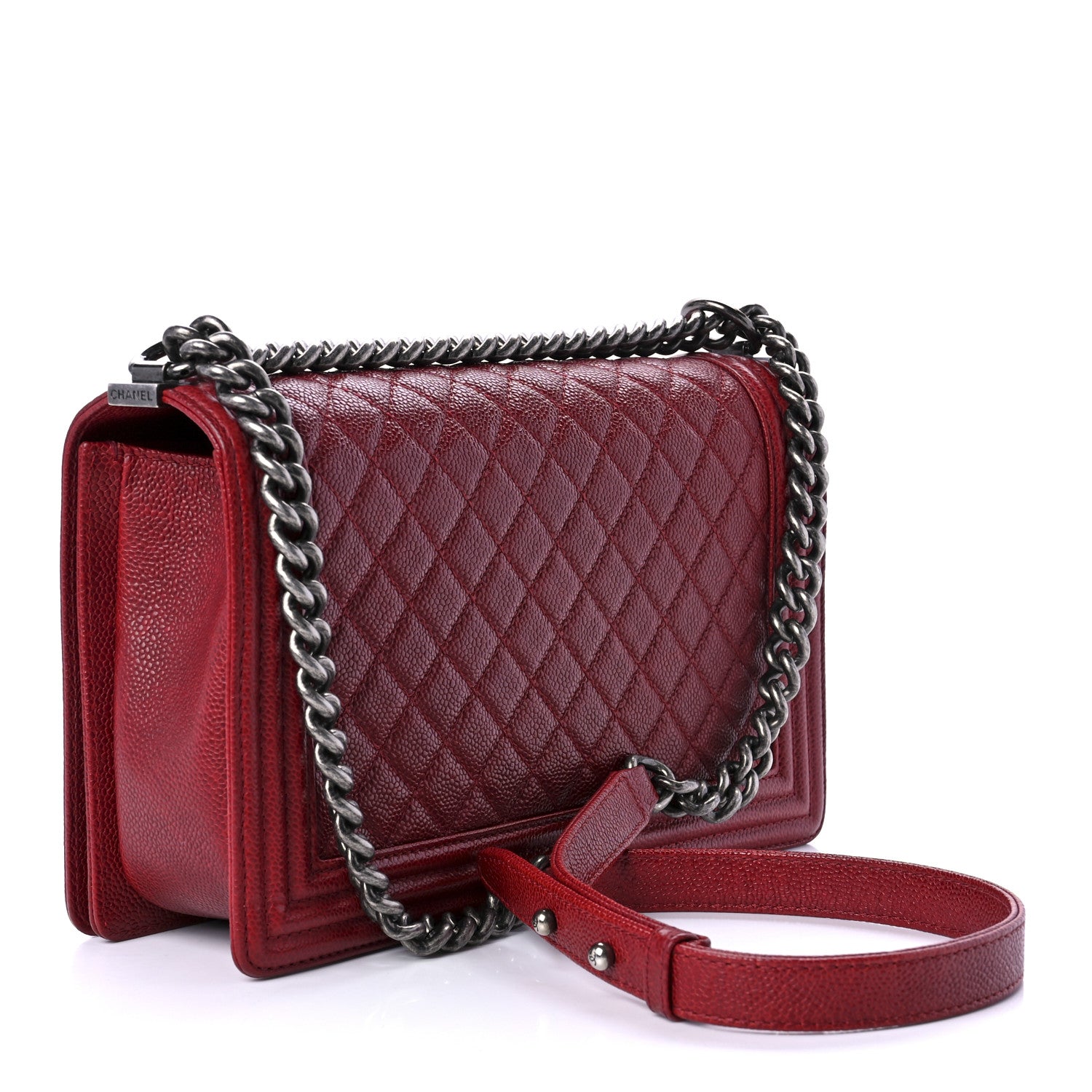 Chanel Caviar Quilted New Medium Boy Flap Dark Red 3 of 11