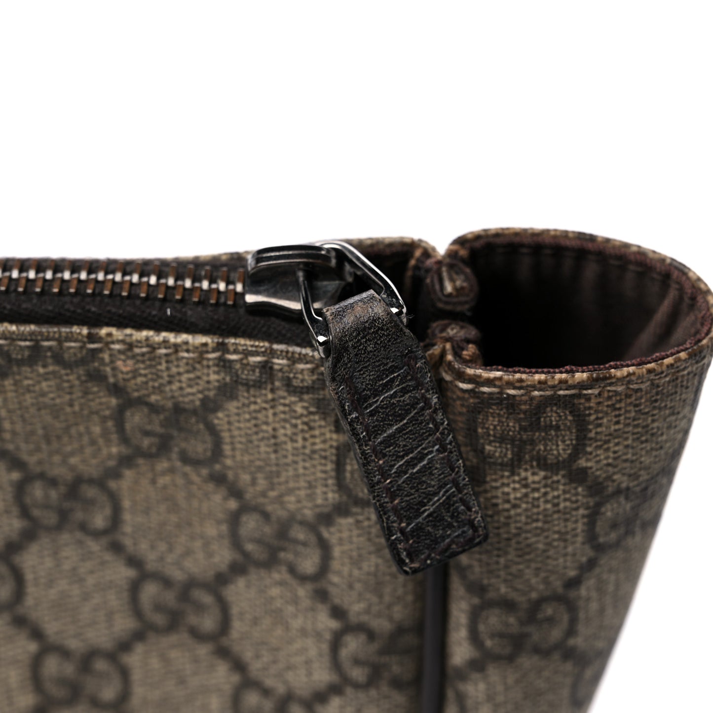 GG Supreme Monogram Cosmetic Case Brown