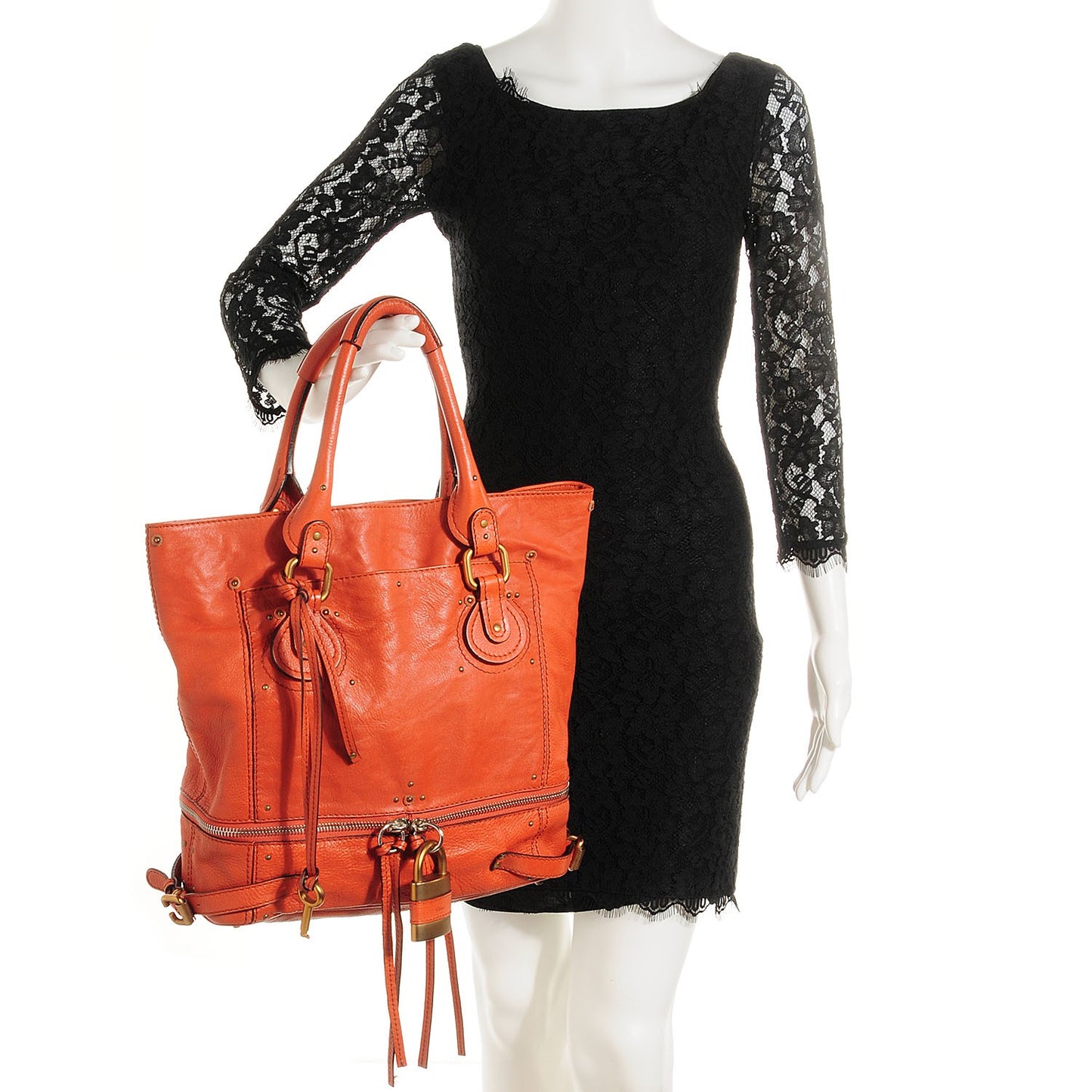 Leather Paddington Tote Orange