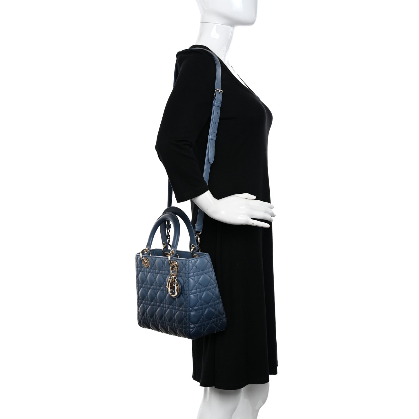 Lambskin Cannage Gradient Medium Lady Dior Blue