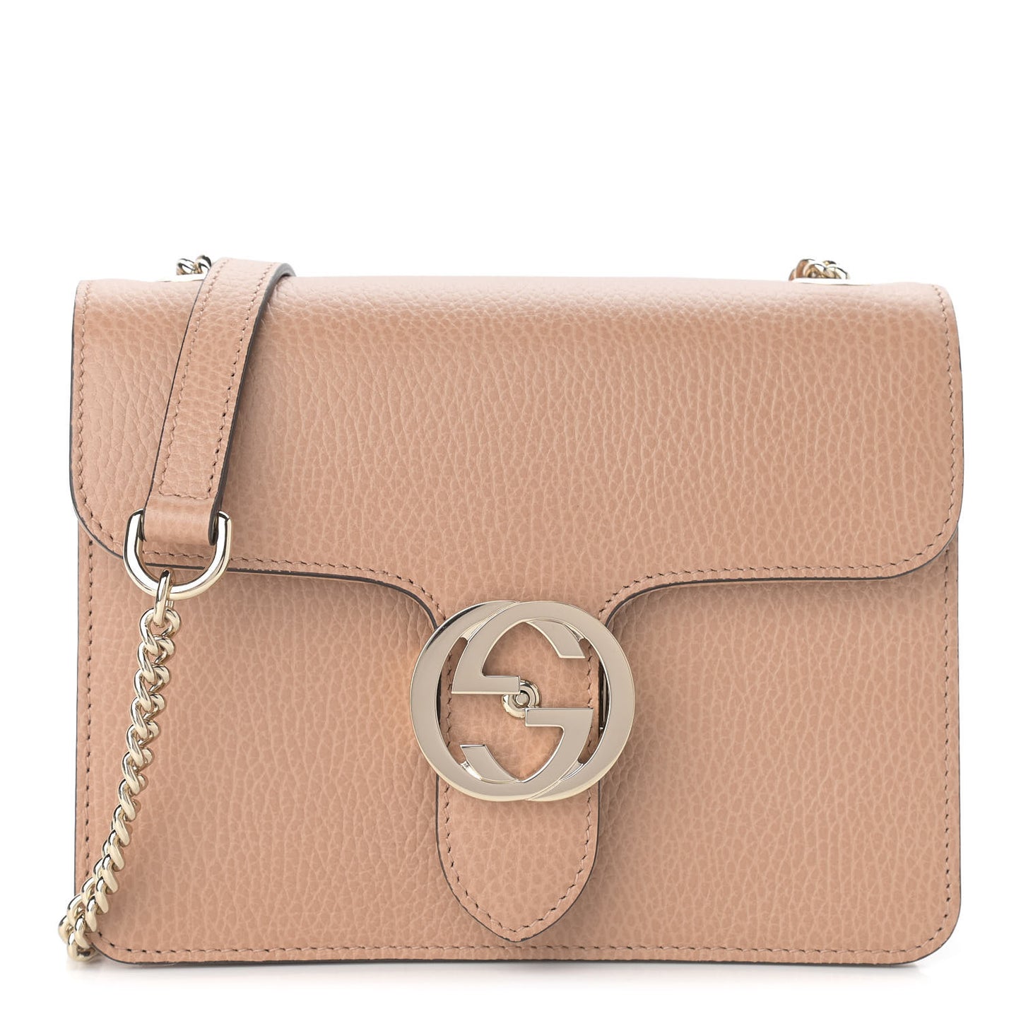 Dollar Calfskin Small Interlocking G Shoulder Bag Camelia