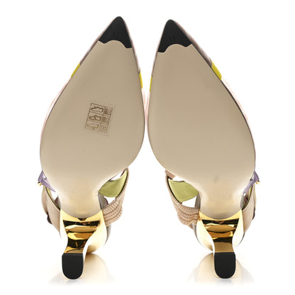 Fendi Mesh Vitello FF Colibri 100mm Slingback Pumps 39 Rose Multicoor 6 of 8