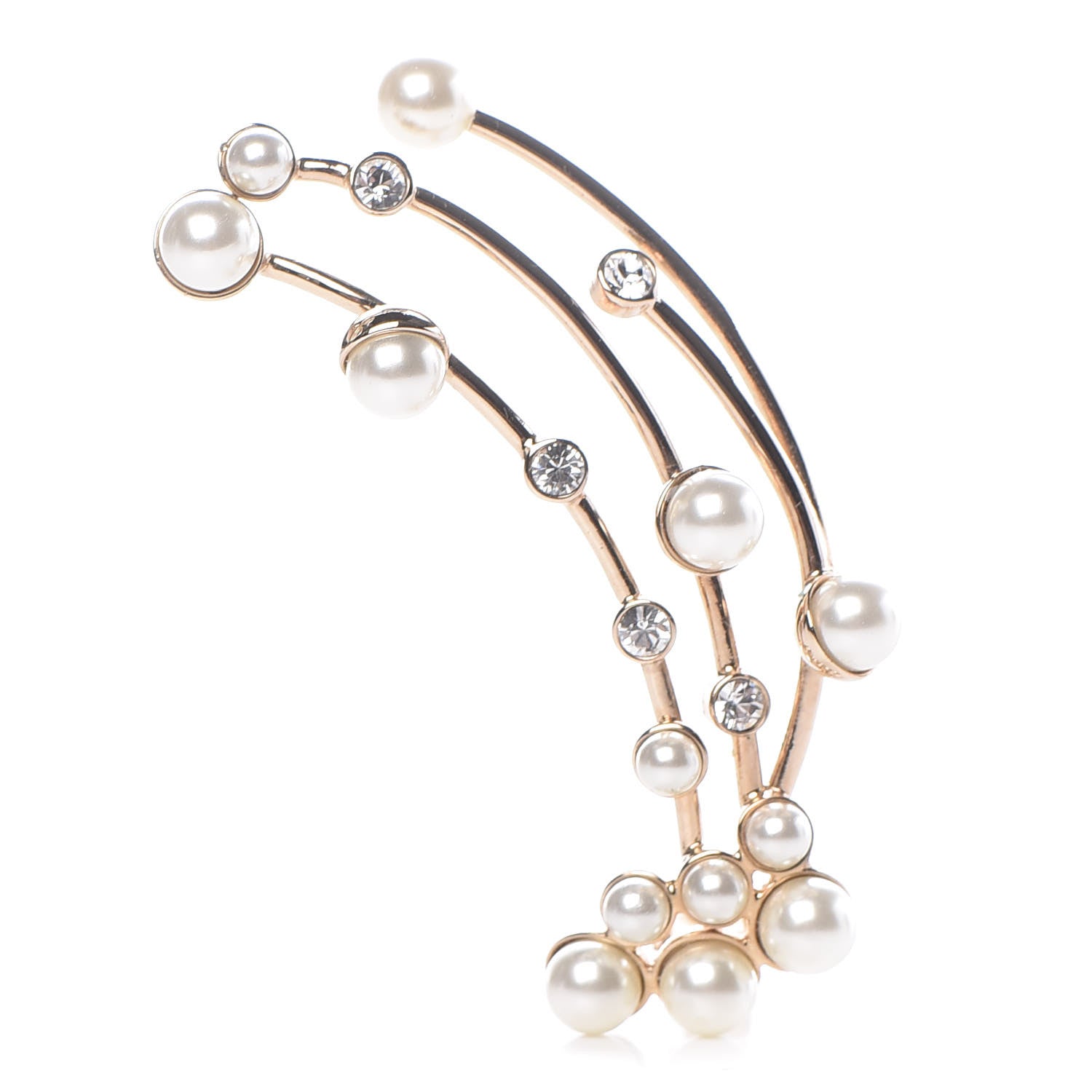 Christian Dior Pearl Crystal Clip On Earring Gold 1 of 5