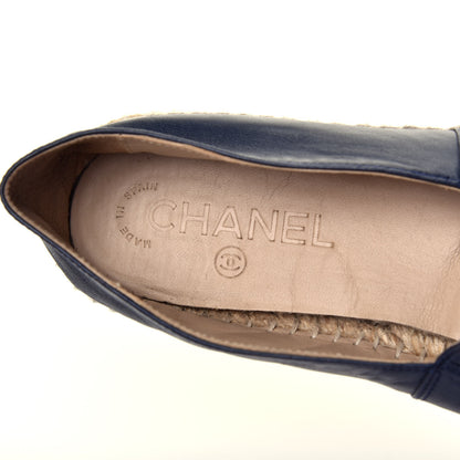 Chanel Lambskin CC Espadrilles 38 Navy Black 6 of 8