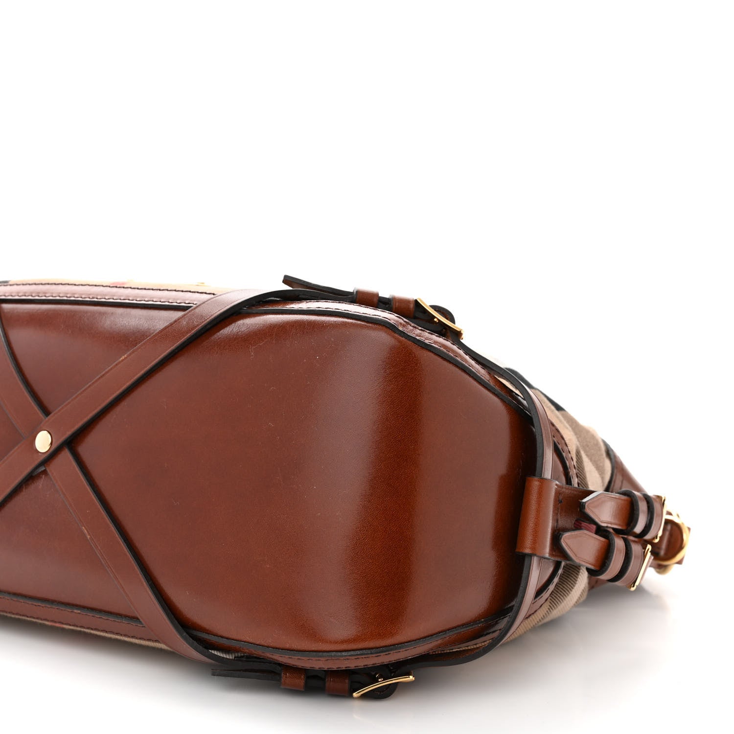Burberry House Check Bridle Calfskin Small Ledbury Hobo Dark Tan 11 of 12