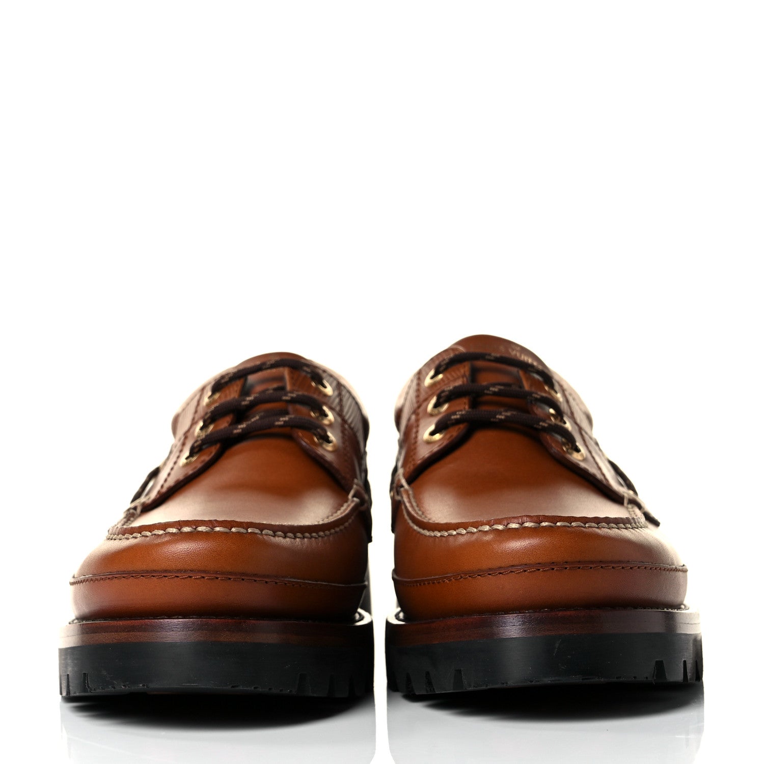 Louis Vuitton Calfskin Mens Summerland Boat Shoes 10 Cognac 2 of 9