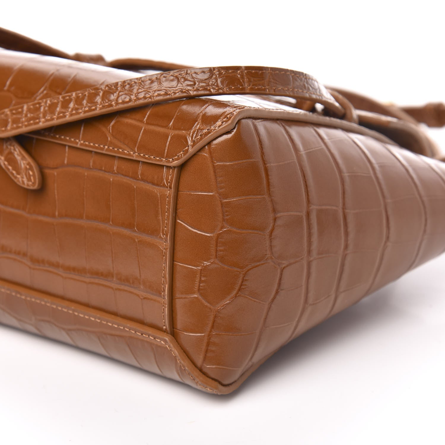 Celine Calfskin Crocodile Embossed Micro Belt Bag Tan 9 of 10