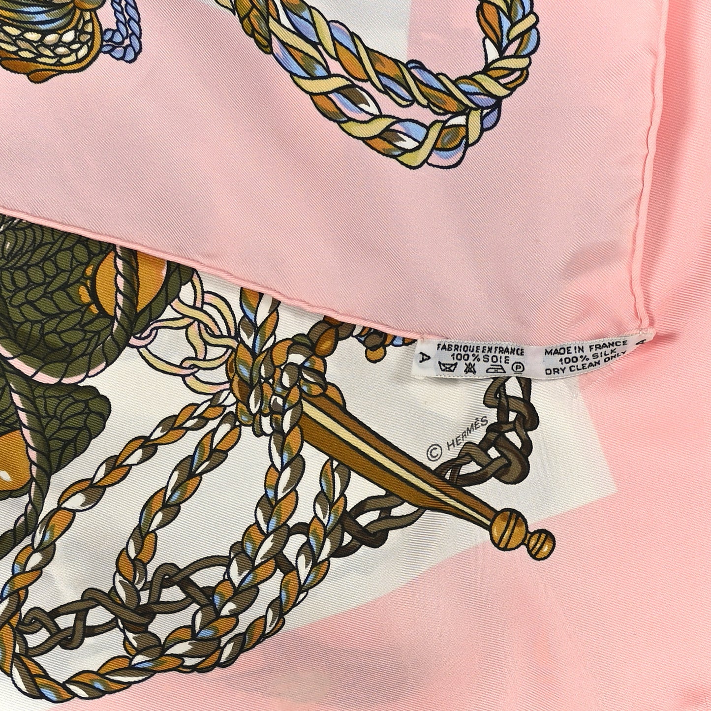 Silk Le Timbalier Scarf 90 Rose White Multicolor