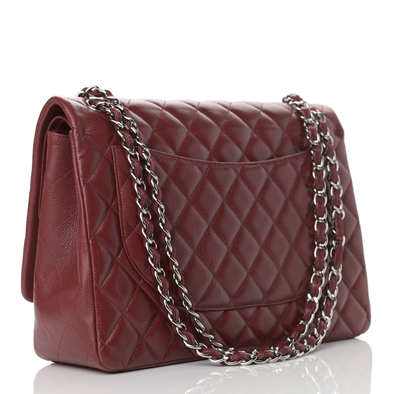Chanel Caviar Quilted Maxi Double Flap Dark Red 2 of 12