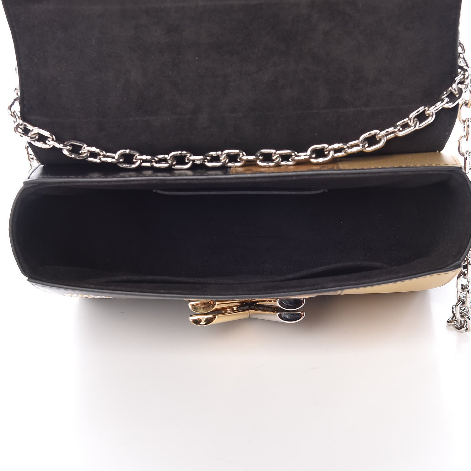 Louis Vuitton Calfskin Reverse Monogram Studded Twist Shoulder Bag MM Black Gold 5 of 14