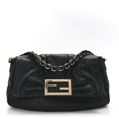 Fendi Crinkled Lambskin Mia Shoulder Flap Black 1 of 11