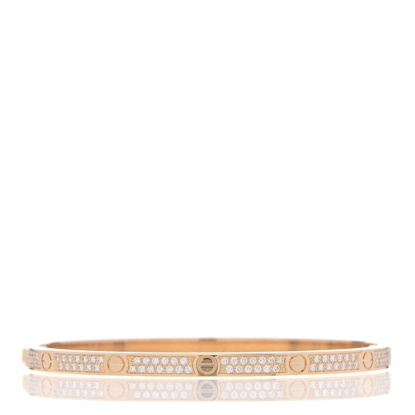 18K Yellow Gold Diamond Small LOVE Paved Bracelet 16