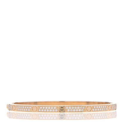 Cartier 18K Yellow Gold Diamond Small LOVE Paved Bracelet 16 3 of 6