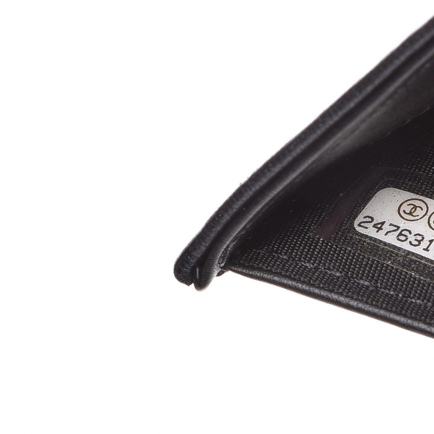Lambskin Camellia Embossed Small Double Wallet Black