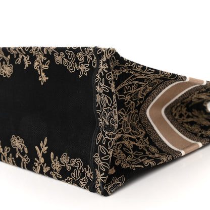 Christian Dior Canvas Embroidered Large Ornamental Cornely Book Tote Black Beige 10 of 10