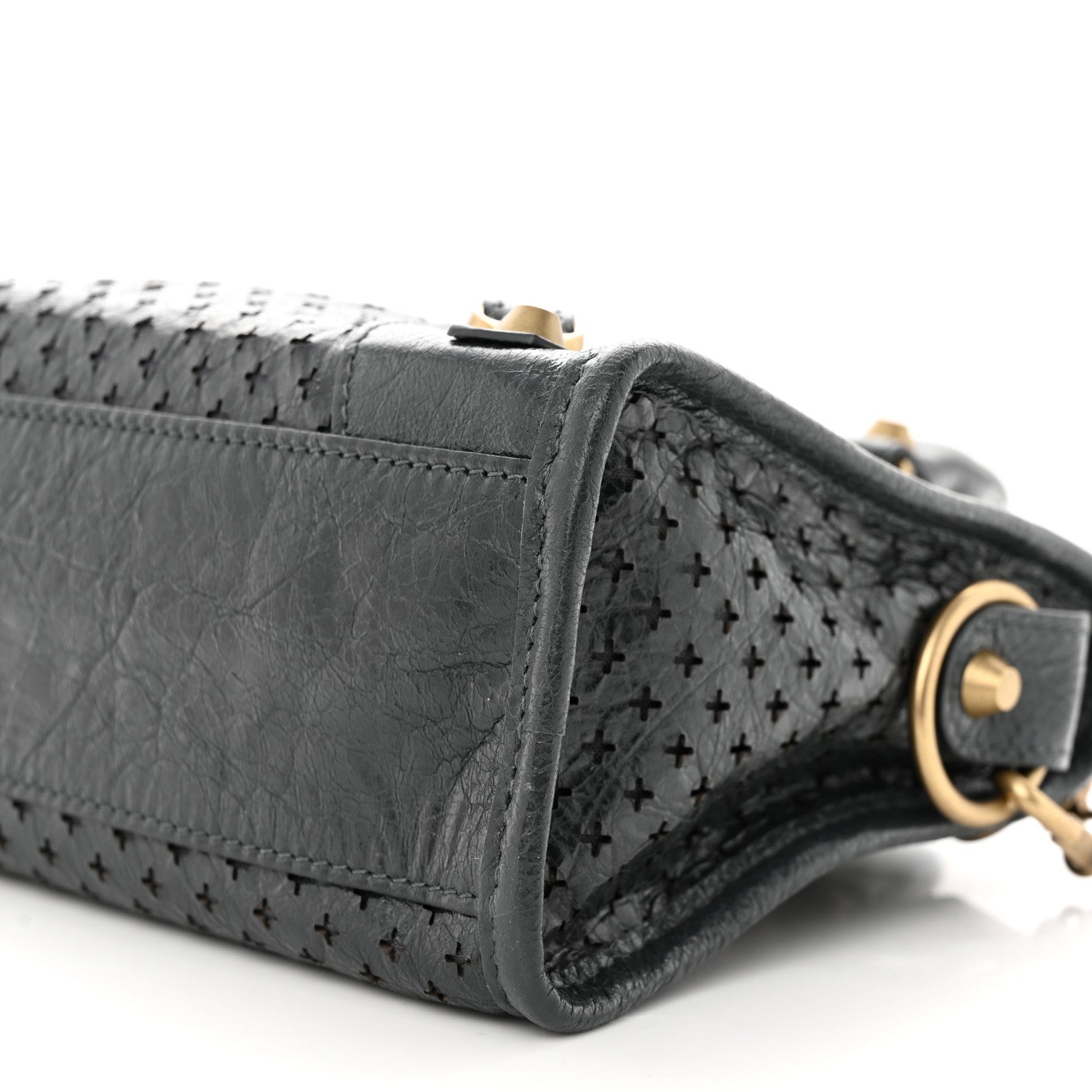Balenciaga Agneau Stadio Laser Cut Cross Classic Gold Hardware Mini City Anthracite 10 of 10