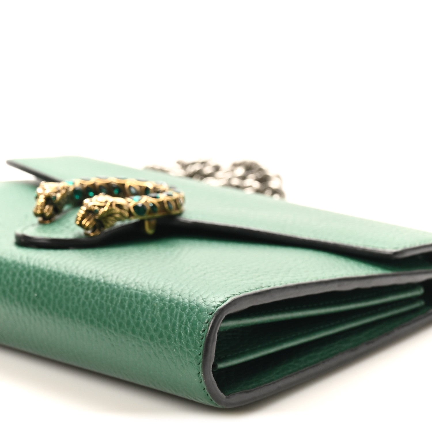 Gucci Calfskin Mini Dionysus Chain Wallet Emerald 10 of 10