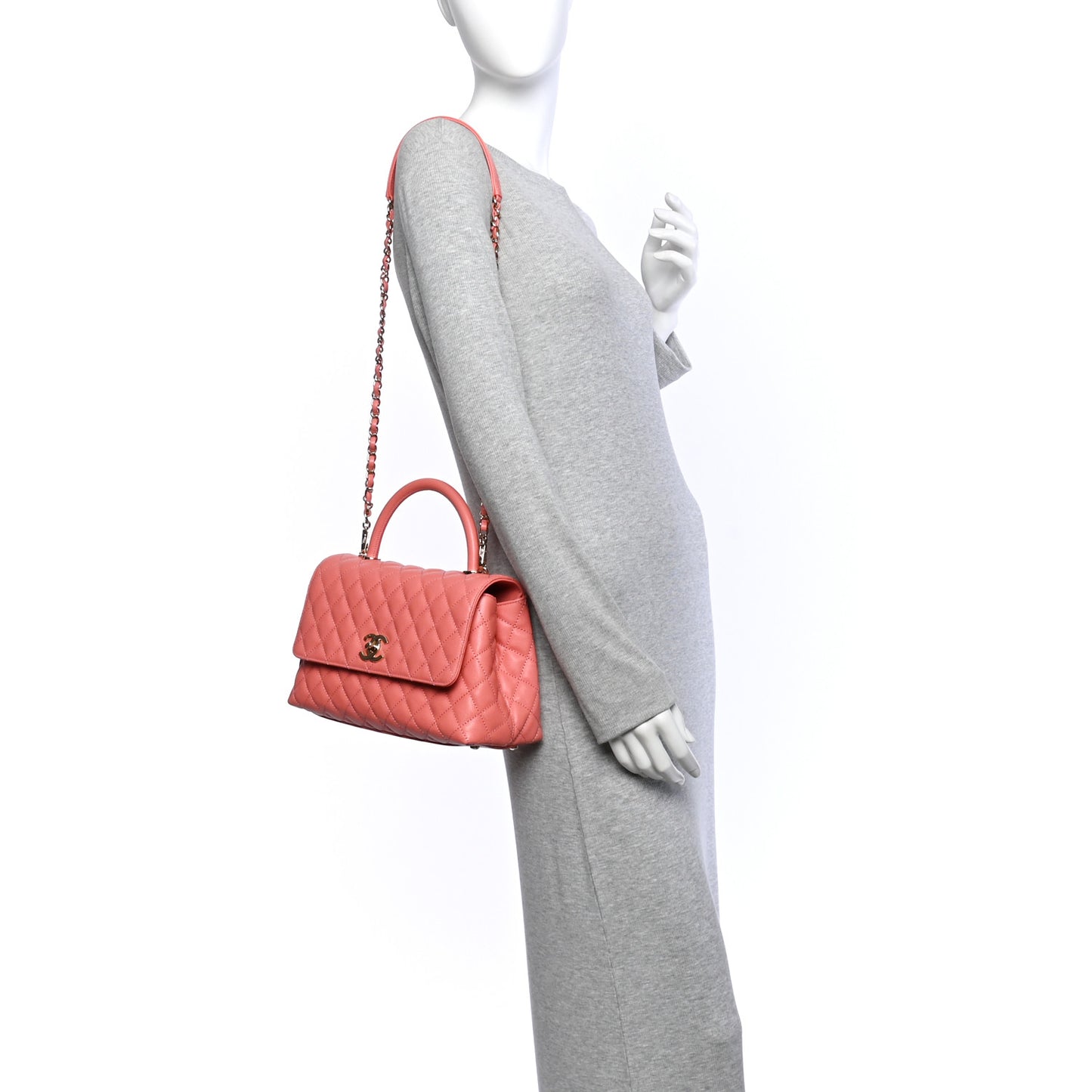 Caviar Quilted Small Coco Handle Flap Pink