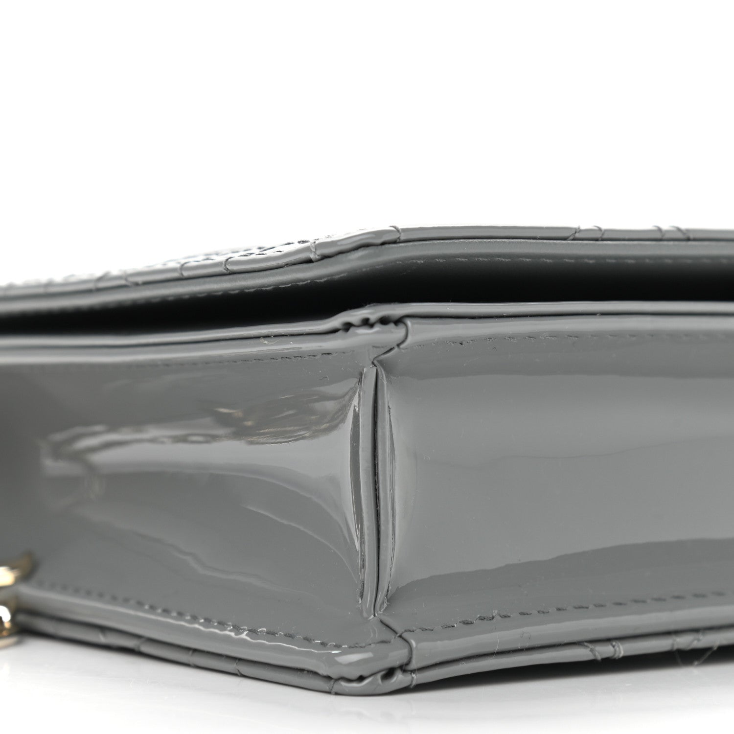 Christian Dior Patent Cannage Lady Dior Convertible Clutch Grey 9 of 10