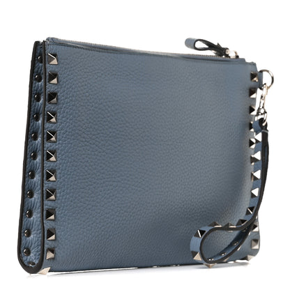 Valentino Garavani Calfskin Rockstud Wristlet Clutch Blue 3 of 8