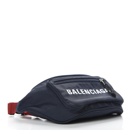 Balenciaga Sport Nylon Logo Embroidered Wheel Beltpack Navy Blue Red 4 of 11
