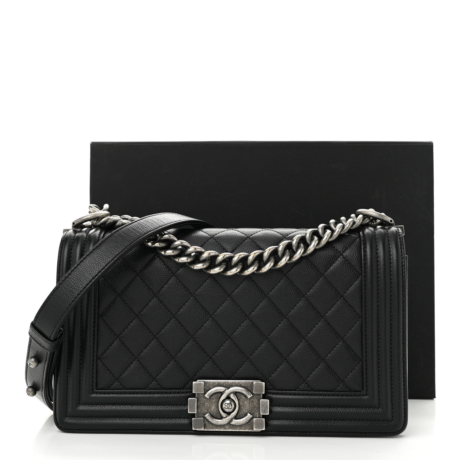 Chanel Caviar Quilted Medium Boy Flap Black 11 of 11