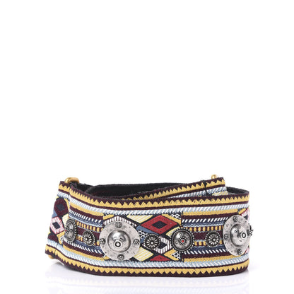 Christian Dior Canvas Embroidered Studded Shoulder Strap Black Multicolor 2 of 5