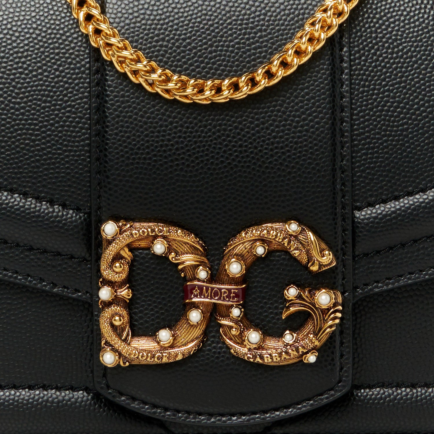 Dolce & Gabbana Grained Calfskin Small DG Amore Envelope Bag Black 7 of 9