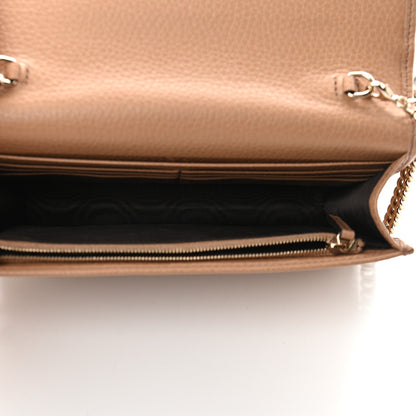 Gucci Pebbled Calfskin Soho Wallet on Chain Camelia 5 of 9