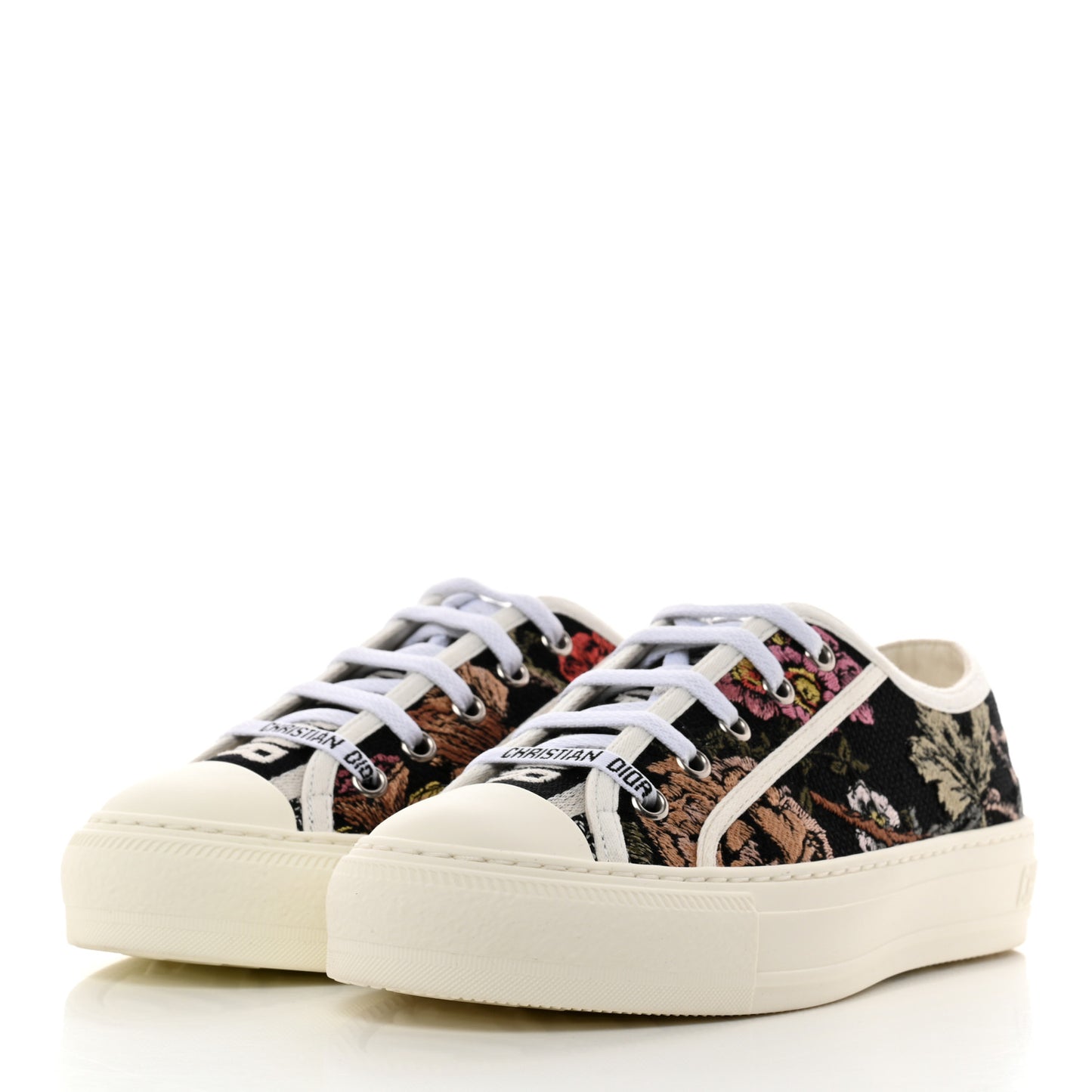 Canvas Jardin Botanique Embroidered Womens Walk'N'Dior Low Top Sneakers 36.5 Black Multicolor