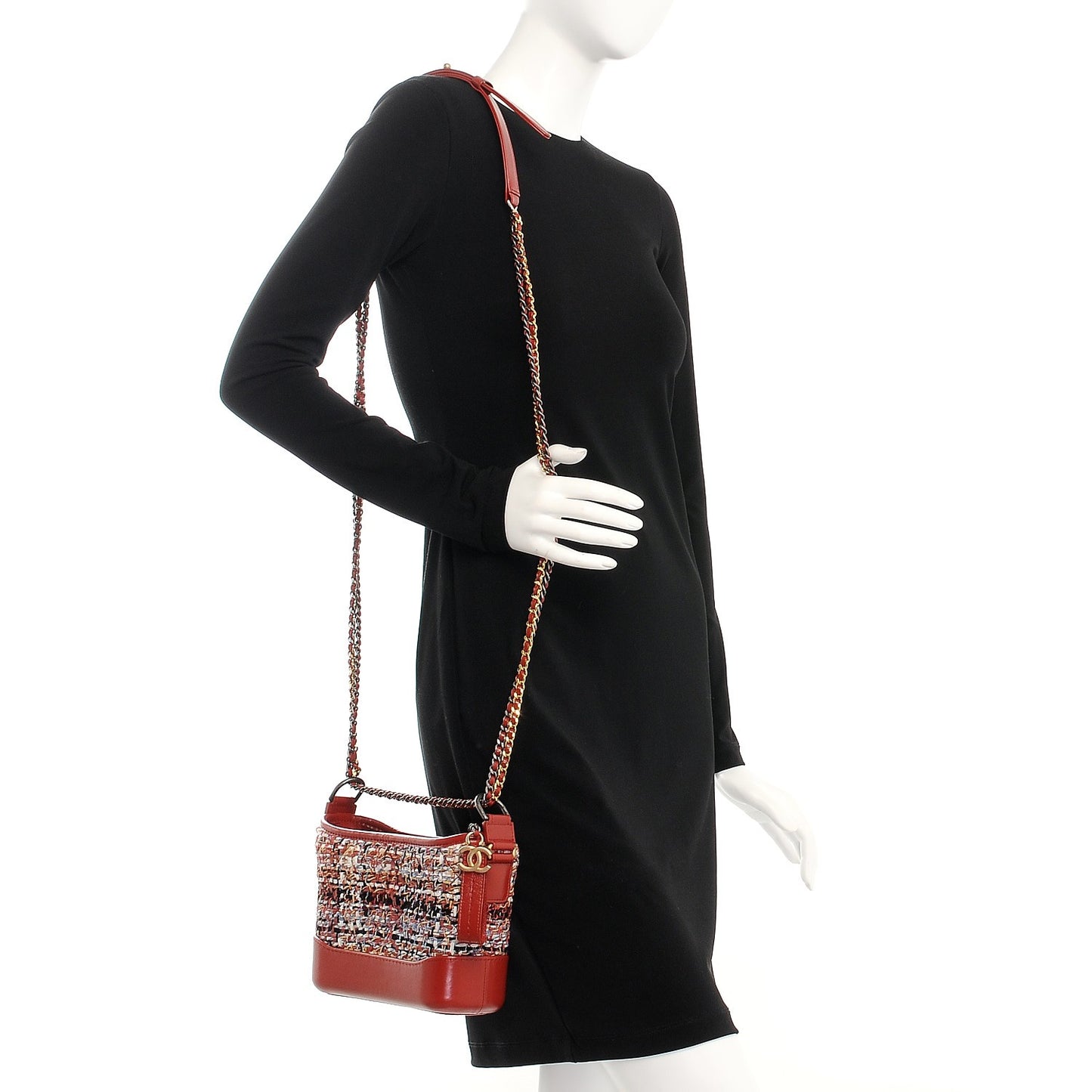 Tweed Calfskin Small Gabrielle Hobo Brown