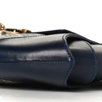 Fendi Zucchino Cuoio Ingrassato Shoulder Bag Beige Blue 11 of 12