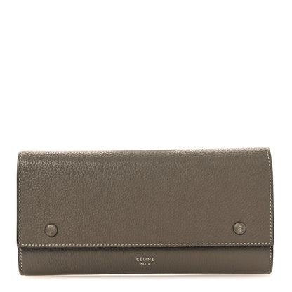 Celine Drummed Calfskin Large Multifunction Flap Wallet Souris 1 of 13