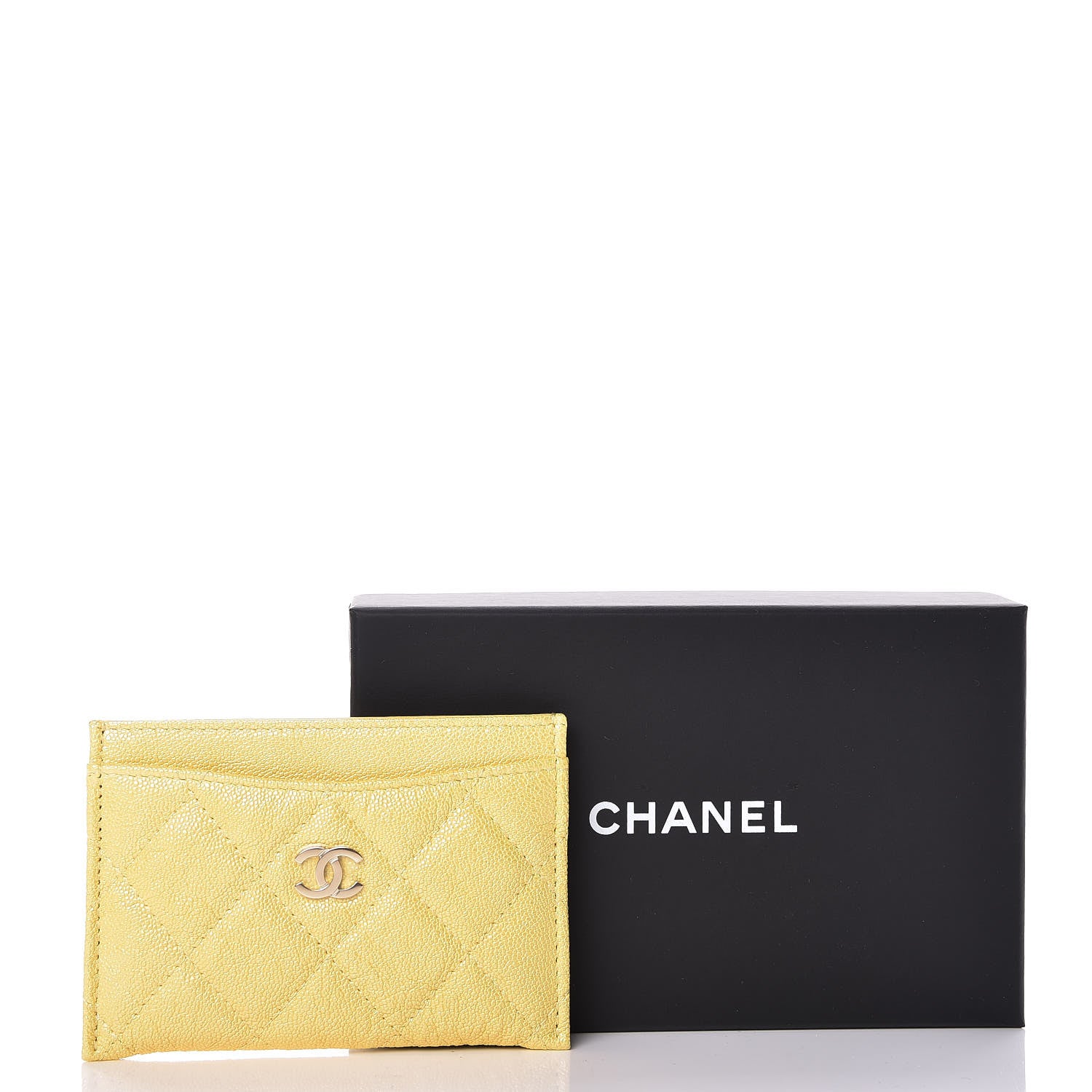 Chanel Iridescent Caviar Quilted Card Holder Yellow 9 of 9