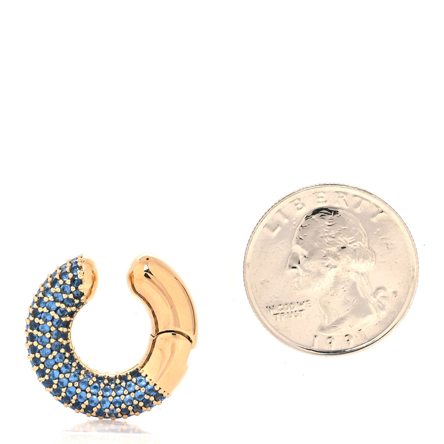 Metal Crystal Ear Cuff Gold Blue