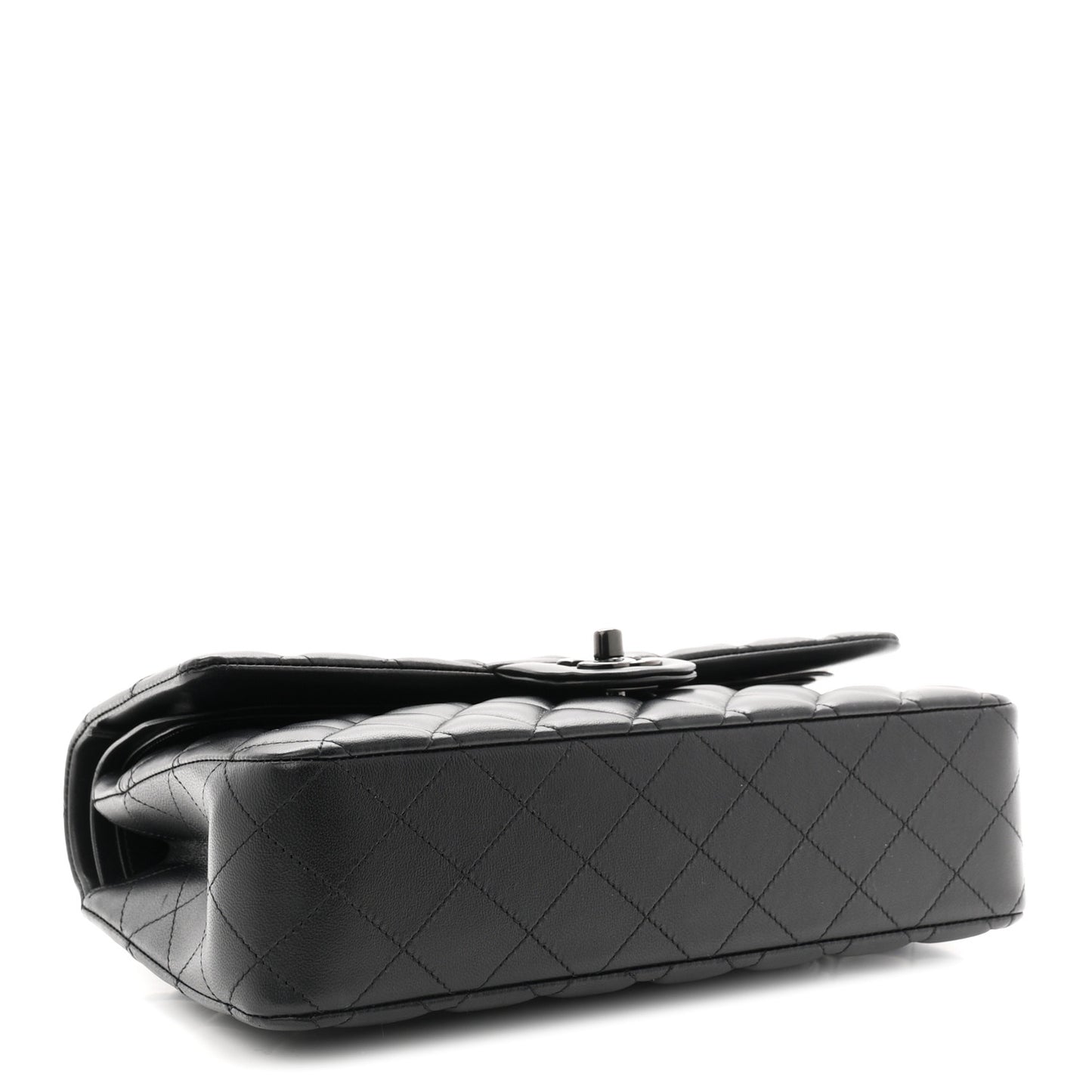 Lambskin Quilted Medium Double Flap So Black