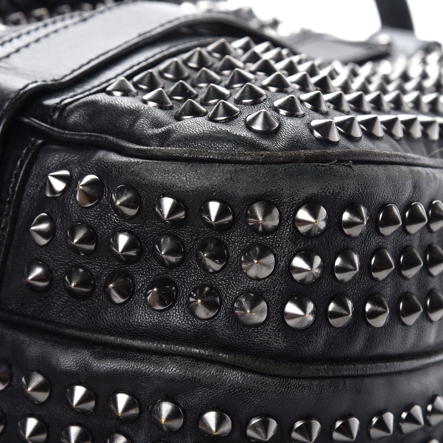 Prorsum Calfskin Studded Knight Satchel Black